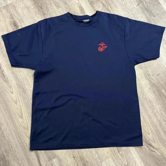 Great American Blue Marines USA Made Crew Neck Short Sleeve Logo - Picture 1 of 5